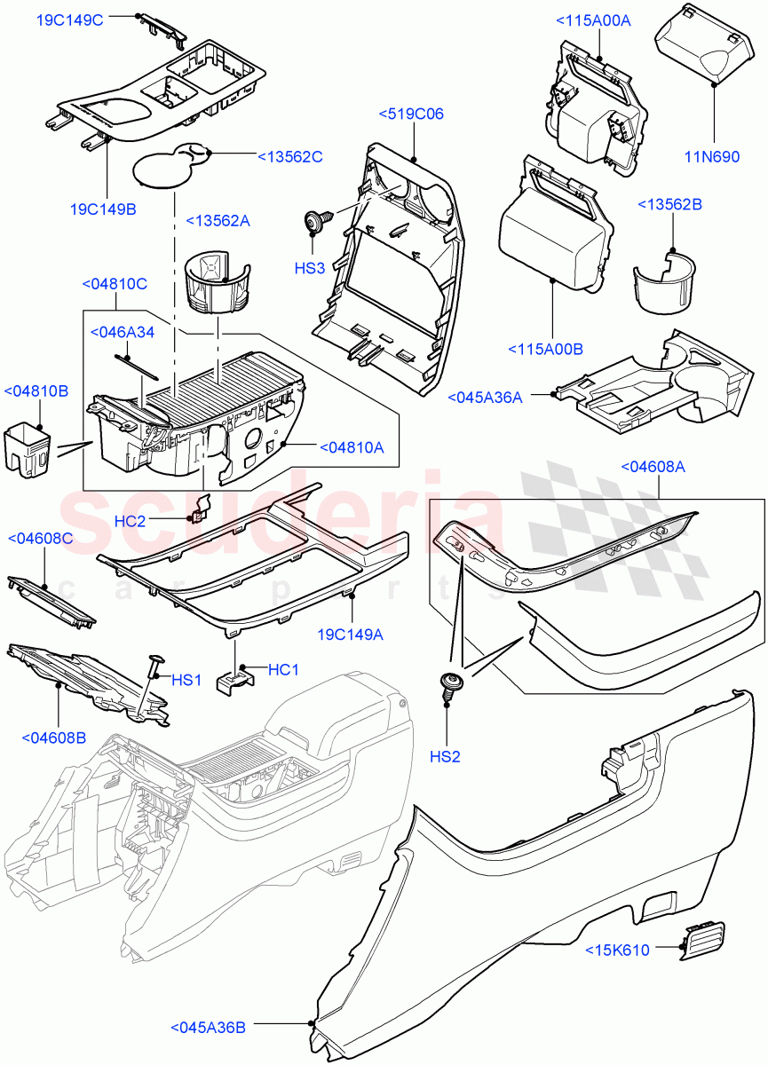 Console - Floor (External Components, For Carrier Assy) ((V) FROMAA000001) of Land Rover Land Rover Range Rover Sport (2010-2013) [5.0 OHC SGDI NA V8 Petrol]