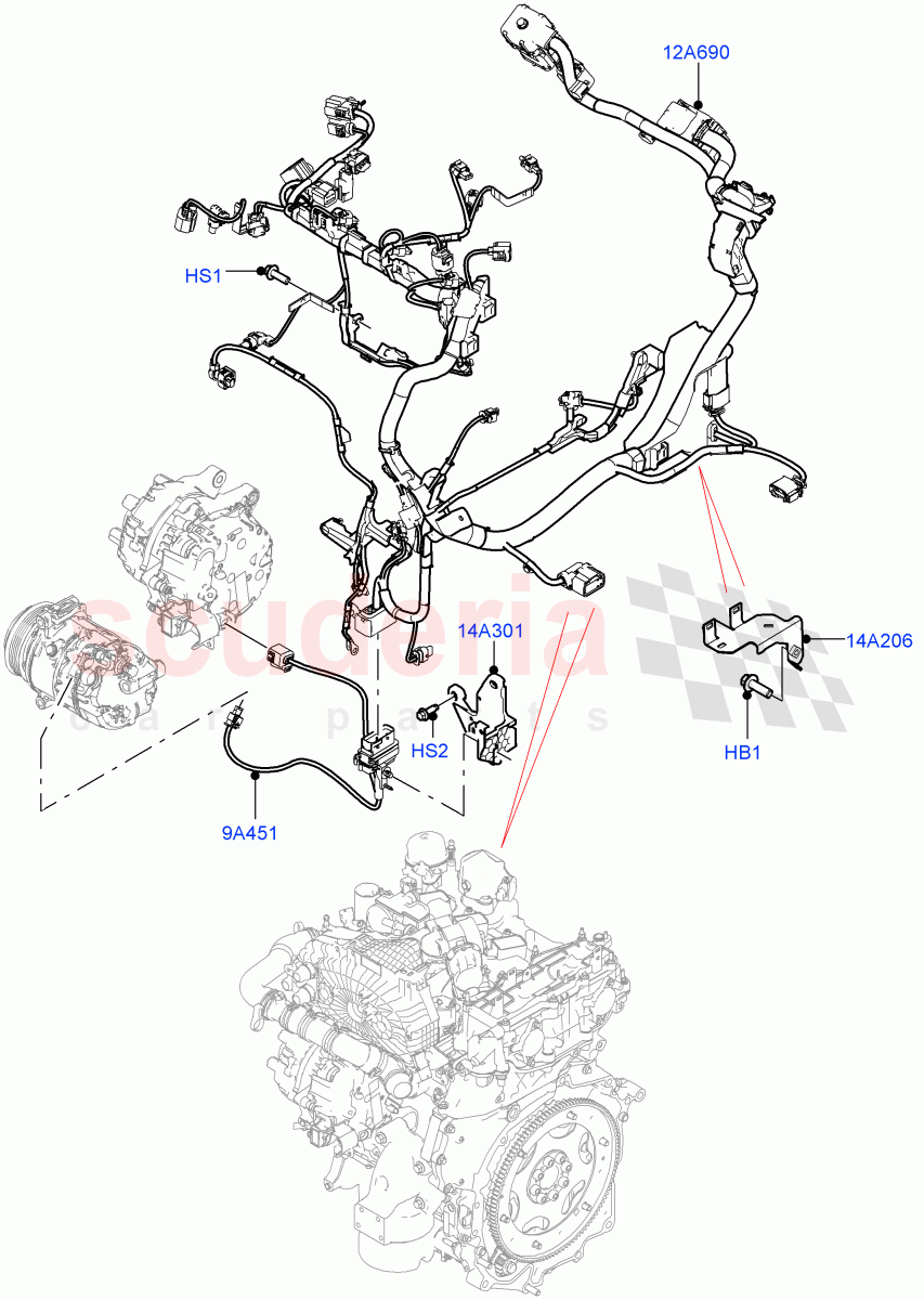 Electrical Wiring - Engine And Dash (Engine) (1.5L AJ20P3 Petrol High, Halewood (UK)) ((V) FROMMH000001) of Land Rover Land Rover Discovery Sport (2015+) [2.2 Single Turbo Diesel]
