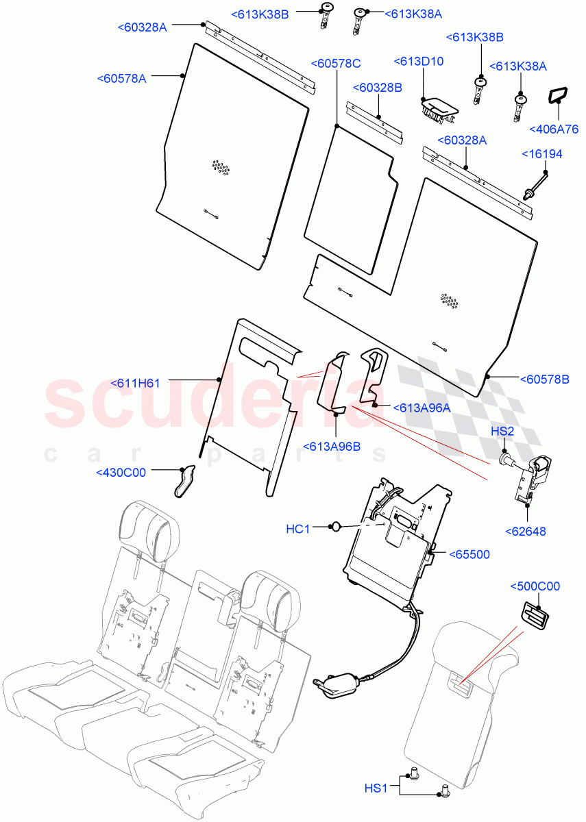 Rear Seat Back (With 60/40 Manual Fold Thru Rr Seat, With 60/40 Power Fold Thru Rr Seat) of Land Rover Land Rover Range Rover (2012-2021) [3.0 I6 Turbo Diesel AJ20D6]