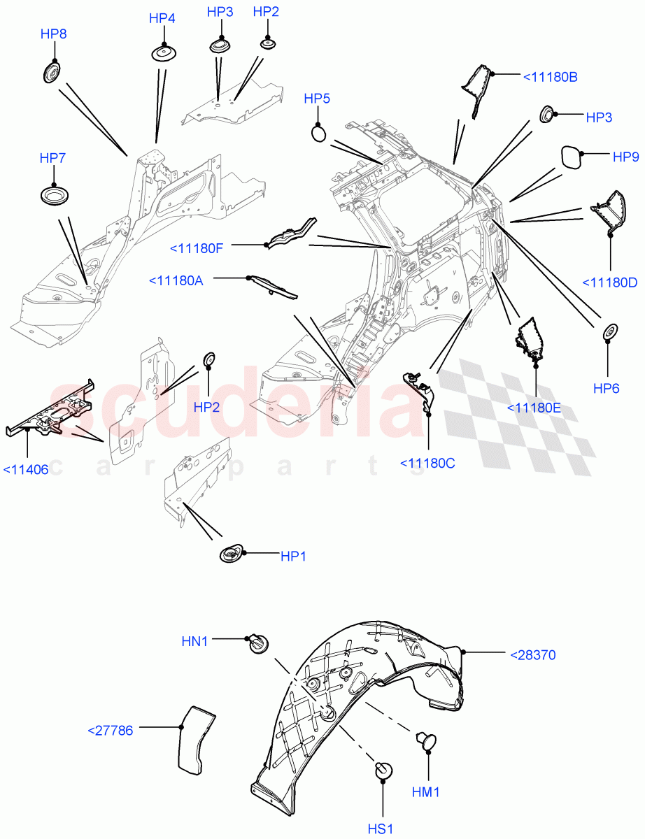 Side Panels - Inner (Wheelarch, Middle - Rear, Inner - Rear) of Land Rover Land Rover Range Rover (2012-2021) [3.0 I6 Turbo Diesel AJ20D6]