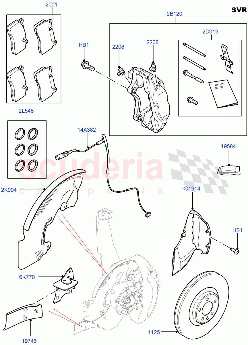 Front Brake Discs And Calipers (SVR Version, SVR) ((V) FROMFA000001) of Land Rover Land Rover Range Rover Sport (2014+) [5.0 OHC SGDI SC V8 Petrol]