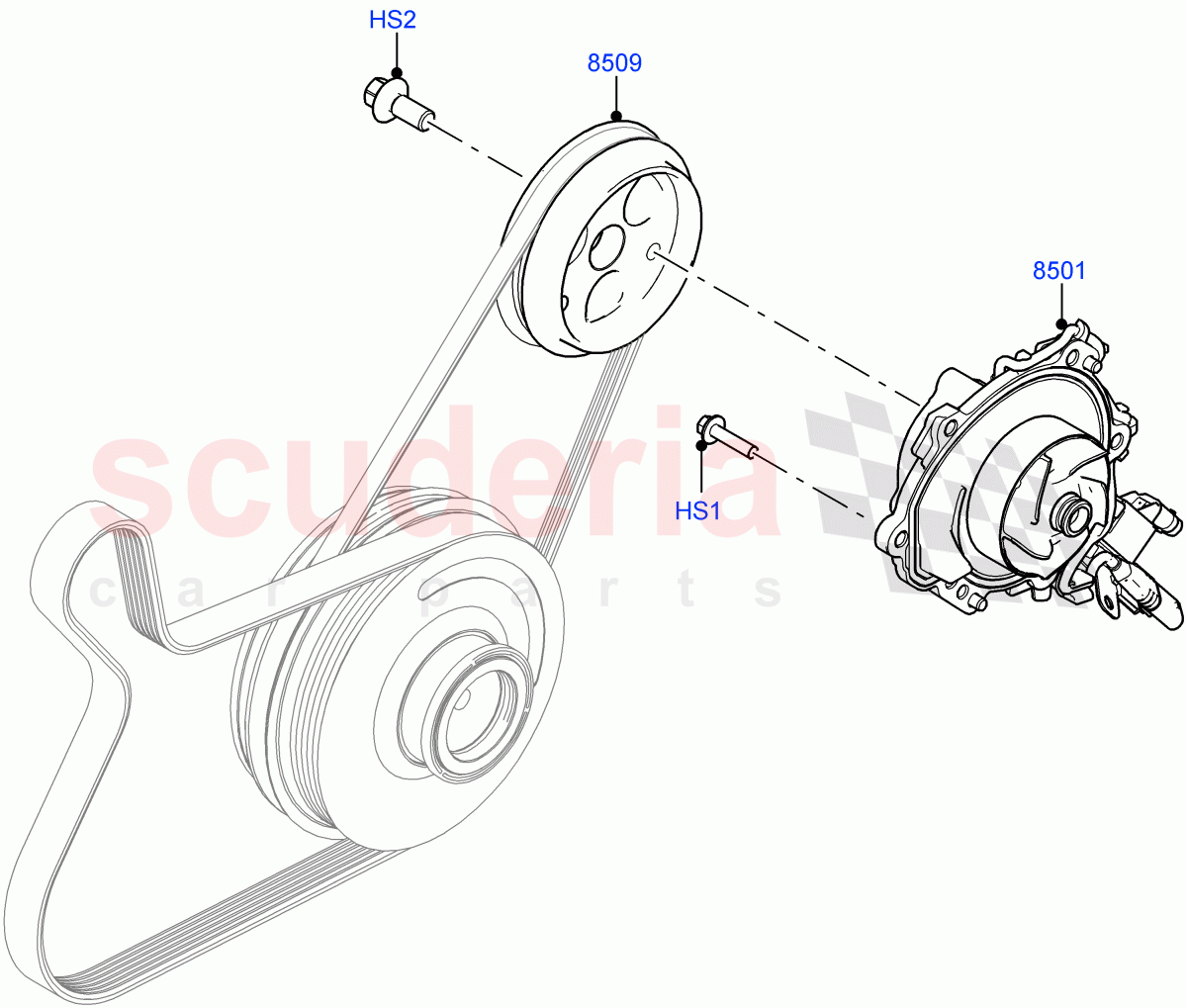 Water Pump (2.0L AJ20D4 Diesel High PTA, Halewood (UK), Electric Engine Battery-MHEV, 2.0L AJ20D4 Diesel LF PTA, 2.0L AJ20D4 Diesel Mid PTA) of Land Rover Land Rover Range Rover Evoque (2019+) [2.0 Turbo Diesel]