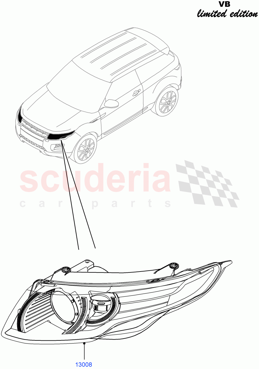 Headlamps And Front Flasher Lamps (Victoria Beckham Limited Edition, Halewood (UK)) of Land Rover Land Rover Range Rover Evoque (2012-2018) [2.0 Turbo Diesel]