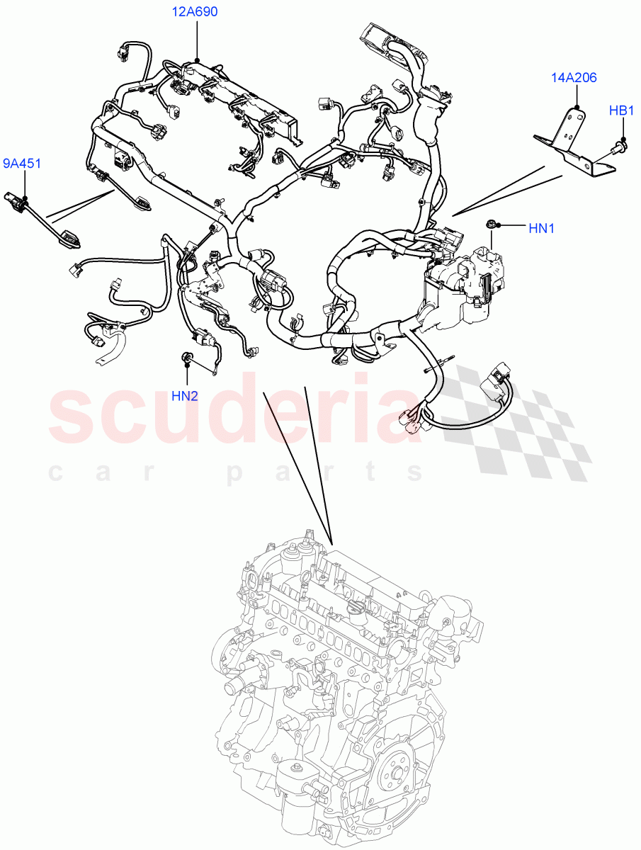 Electrical Wiring - Engine And Dash (Engine) (2.0L I4 DSL MID DOHC AJ200, Itatiaia (Brazil)) ((V) FROMGT000001, (V) TOHT999999) of Land Rover Land Rover Discovery Sport (2015+) [2.2 Single Turbo Diesel]