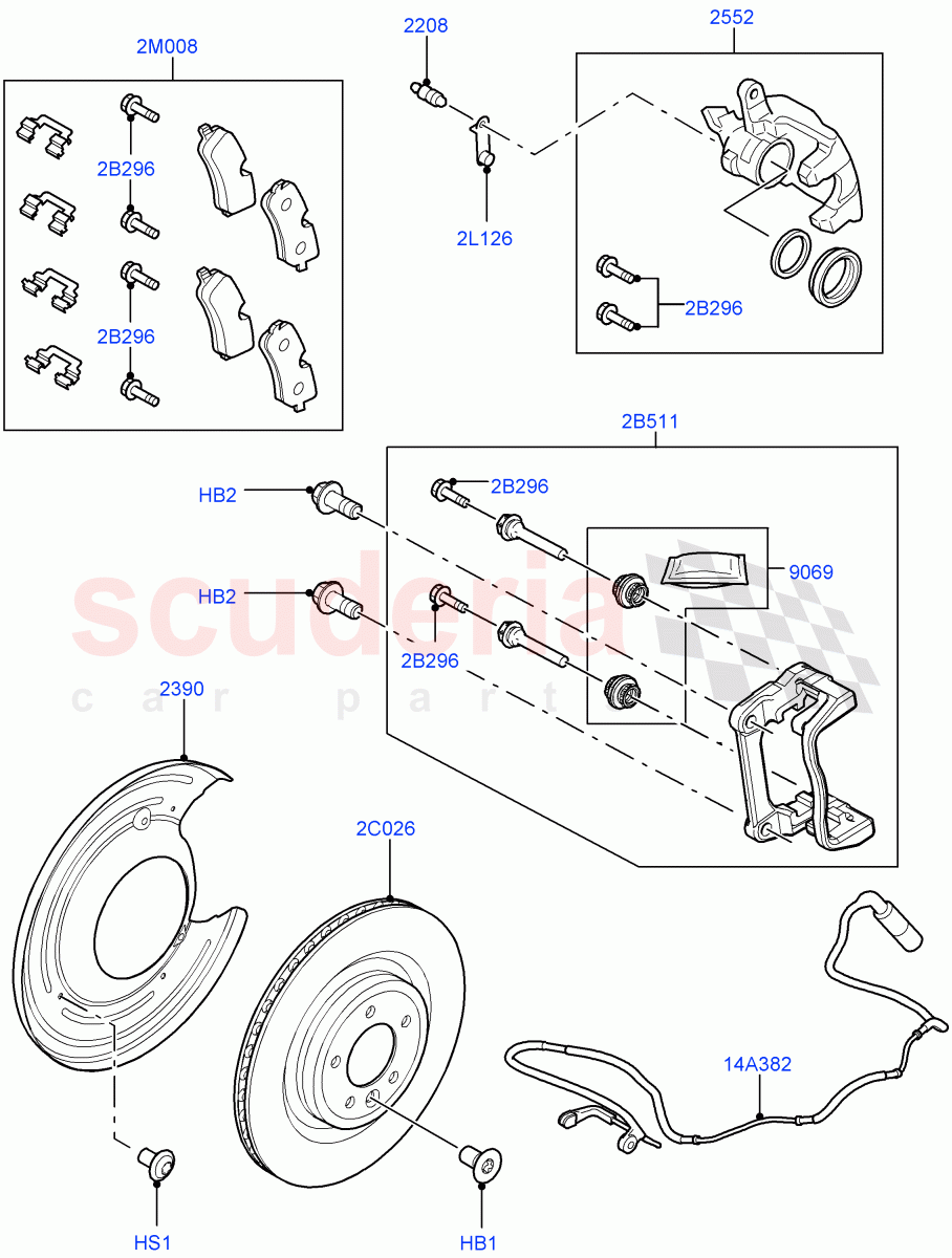 Rear Brake Discs And Calipers (Front Disc And Caliper Size 19) ((V) FROMGA585033, (V) TOGA599999) of Land Rover Land Rover Range Rover Sport (2014+) [2.0 Turbo Petrol GTDI]