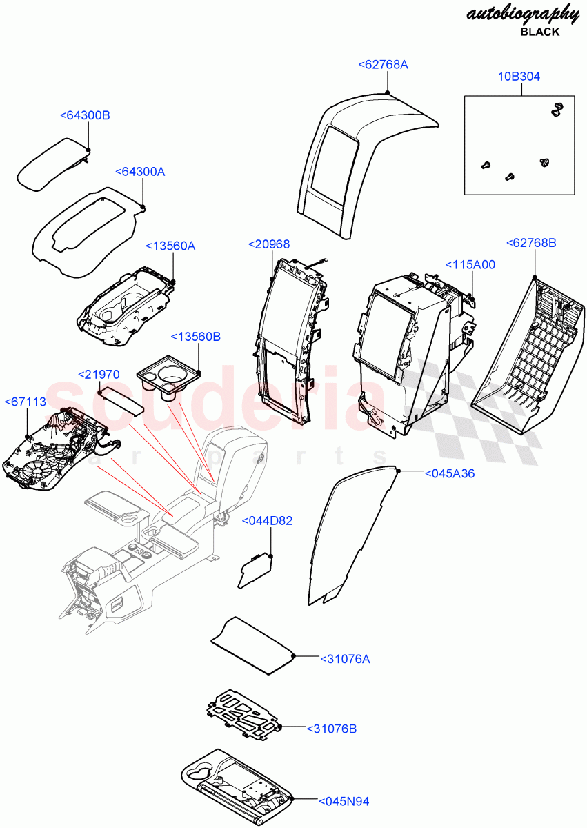Console - Floor (Autobiography Black / SV Autobiography, Rear, For Stowage Boxes And Lids) (With 2 Rear Small Individual Seats) ((V) FROMJA000001) of Land Rover Land Rover Range Rover (2012-2021) [4.4 DOHC Diesel V8 DITC]