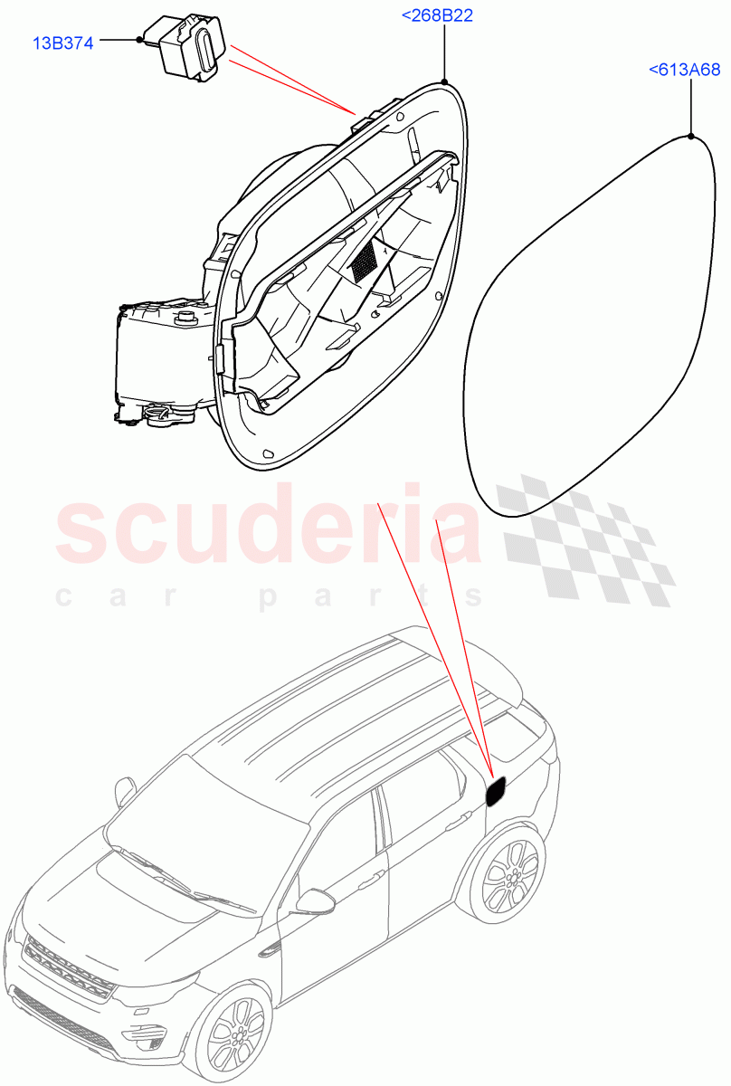 Fuel Tank Filler Door And Controls (Changsu (China), Electric Engine Battery-PHEV) ((V) FROMLG000001) of Land Rover Land Rover Discovery Sport (2015+) [2.0 Turbo Diesel]