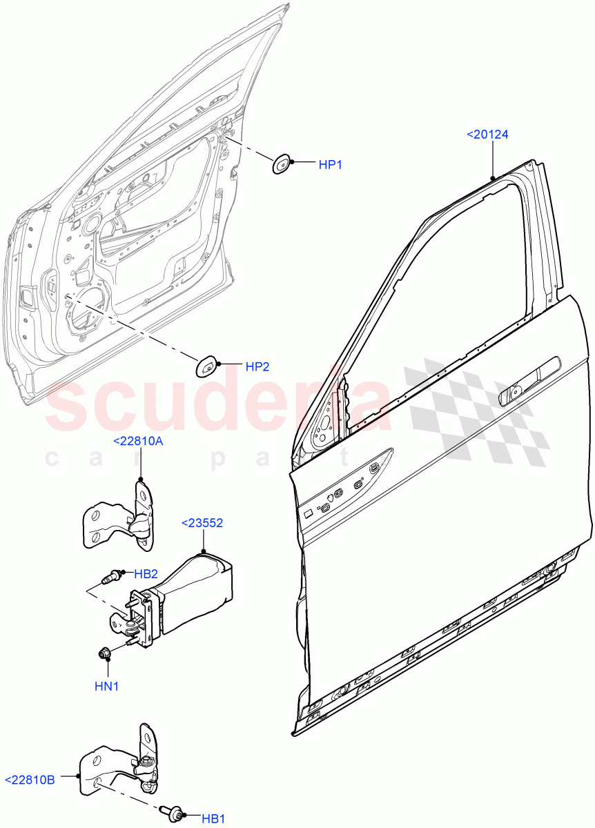 Front Doors, Hinges & Weatherstrips (Door And Fixings) (Changsu (China)) of Land Rover Land Rover Range Rover Evoque (2019+) [2.0 Turbo Petrol AJ200P]