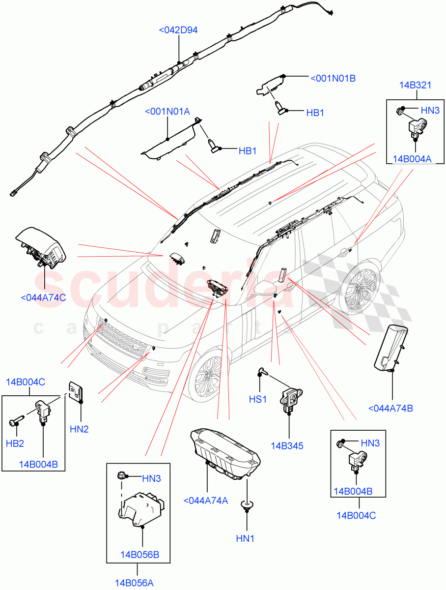 Airbag System (Airbag Modules) ((V) TOHA999999) of Land Rover Land Rover Range Rover (2012-2021) [3.0 I6 Turbo Petrol AJ20P6]