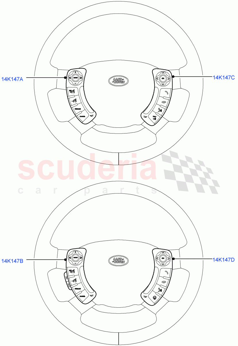 Switches (Steering Wheel) ((V) FROMAA000001) of Land Rover Land Rover Range Rover (2010-2012) [4.4 DOHC Diesel V8 DITC]