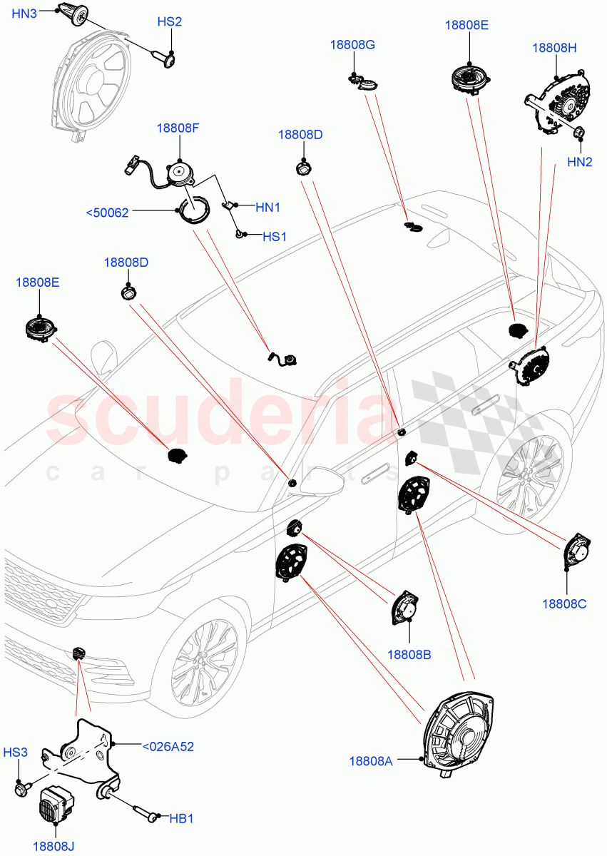 Speakers (Super Premium Audio 2500 W) of Land Rover Land Rover Range Rover Velar (2017+) [2.0 Turbo Diesel]