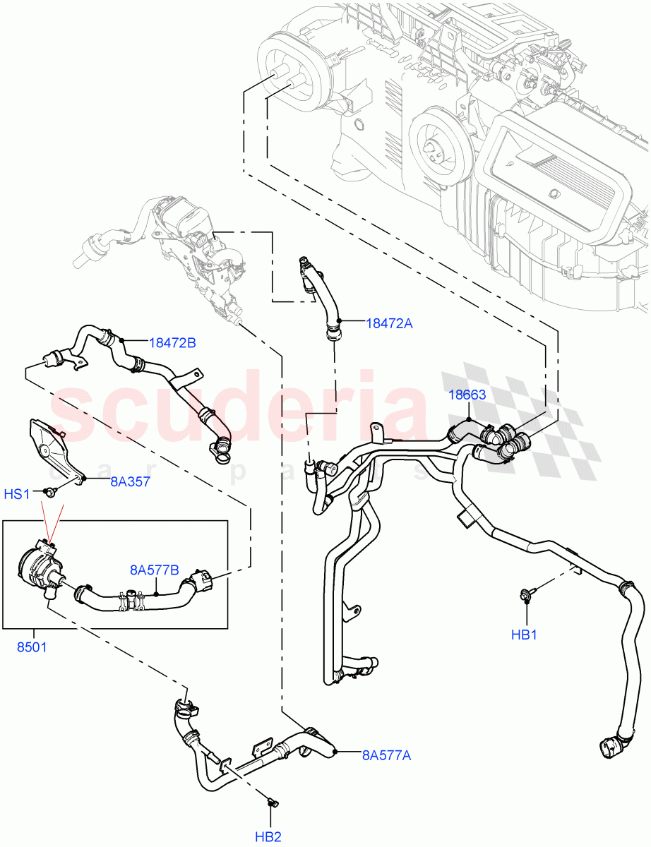 Heater Hoses (Front) (3.0L AJ20P6 Petrol High, With Fuel Fired Heater, Premium Air Conditioning-Front/Rear) ((V) FROMKA000001) of Land Rover Land Rover Range Rover (2012-2021) [5.0 OHC SGDI SC V8 Petrol]