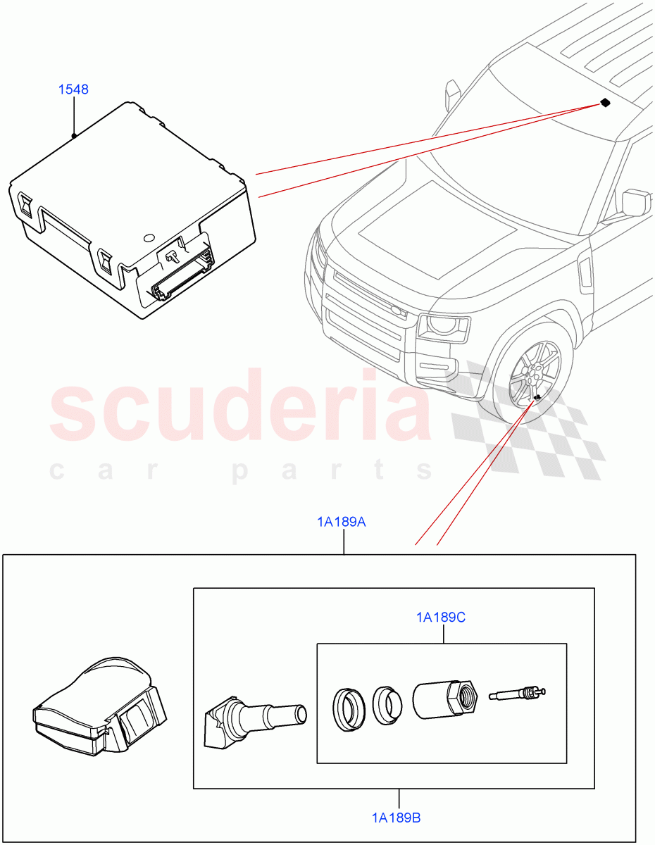 Tyre Pressure Monitor System ((V) TOM2051783) of Land Rover Land Rover Defender (2020+) [5.0 OHC SGDI SC V8 Petrol]