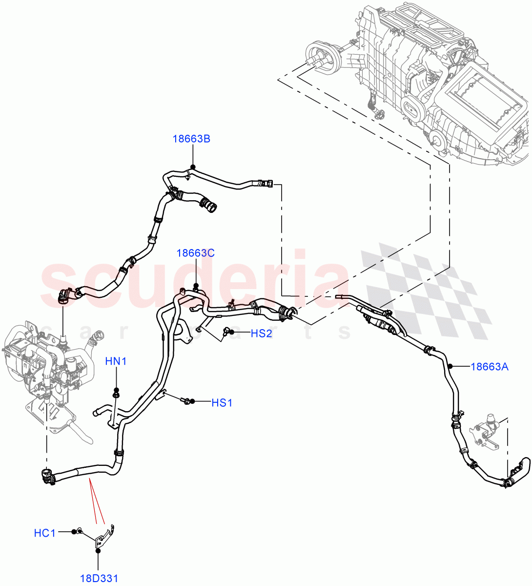 Heater Hoses (3.0L AJ20D6 Diesel High, Fuel Heater W/Pk Heat With Remote) ((V) FROMMA000001) of Land Rover Land Rover Range Rover Velar (2017+) [2.0 Turbo Diesel AJ21D4]