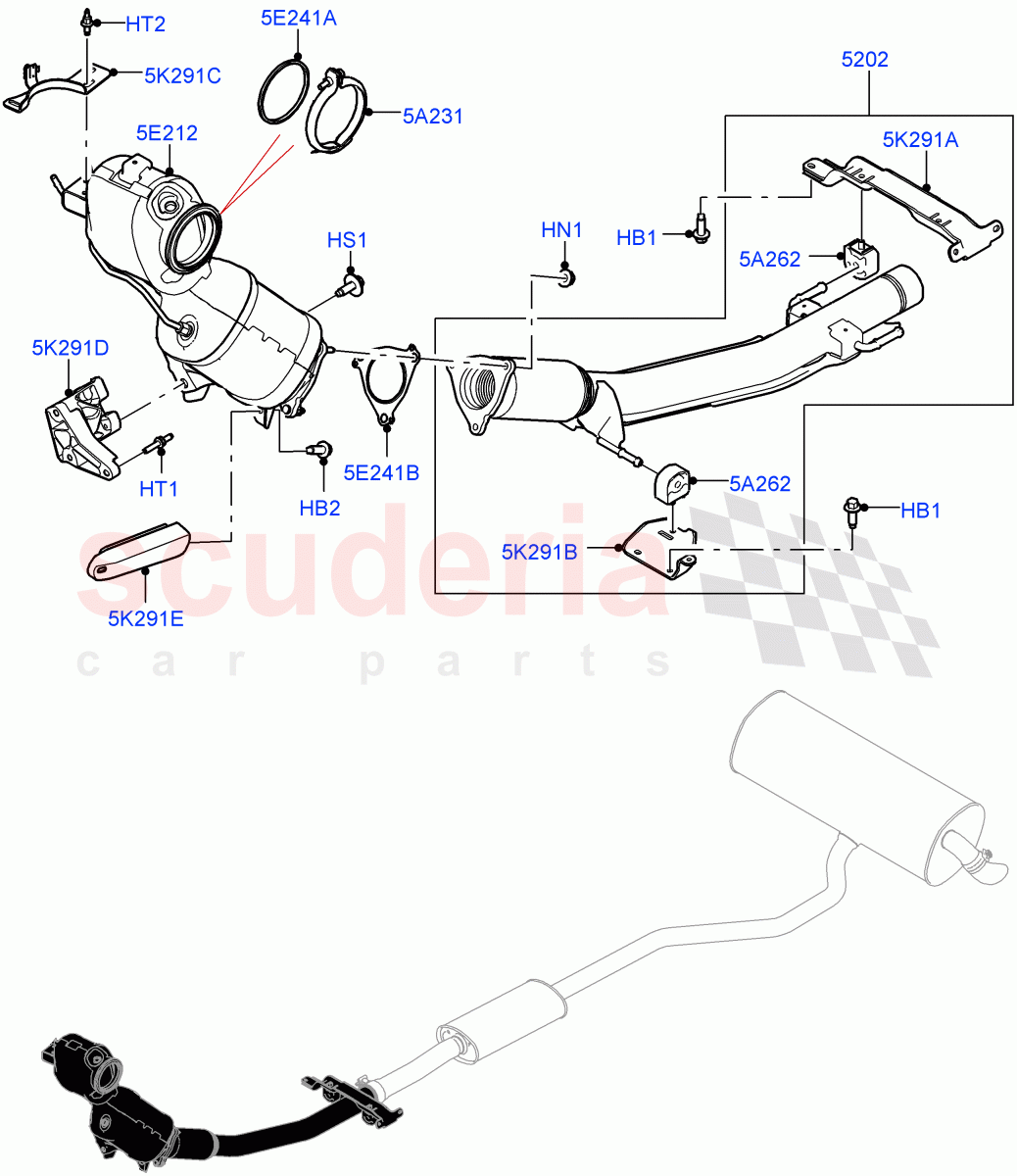 Front Exhaust System (1.5L AJ20P3 Petrol High, Halewood (UK)) ((V) FROMMH000001) of Land Rover Land Rover Range Rover Evoque (2019+) [1.5 I3 Turbo Petrol AJ20P3]