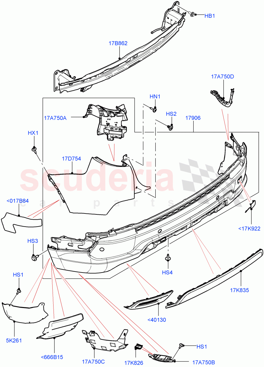 Rear Bumper (Halewood (UK), Front Bumper - Sport - Body Colour) ((V) FROMLH000001) of Land Rover Land Rover Discovery Sport (2015+) [2.0 Turbo Diesel AJ21D4]