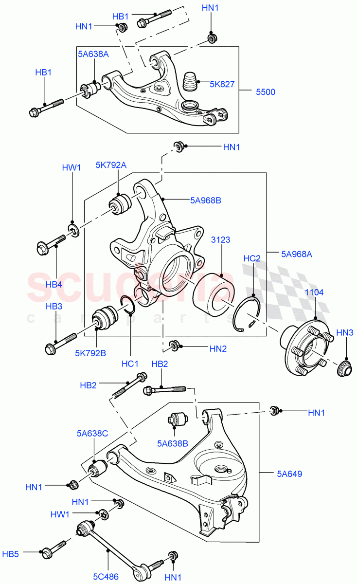 Rear Knuckle And Suspension Arms ((V) FROMAA000001) of Land Rover Land Rover Range Rover (2010-2012) [5.0 OHC SGDI SC V8 Petrol]