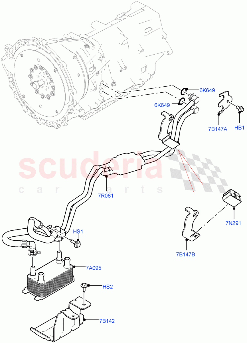 Transmission Cooling Systems (2.0L I4 Mid DOHC AJ200 Petrol, 8 Speed Auto Trans ZF 8HP45, 2.0L I4 High DOHC AJ200 Petrol) of Land Rover Land Rover Range Rover Velar (2017+) [2.0 Turbo Petrol AJ200P]
