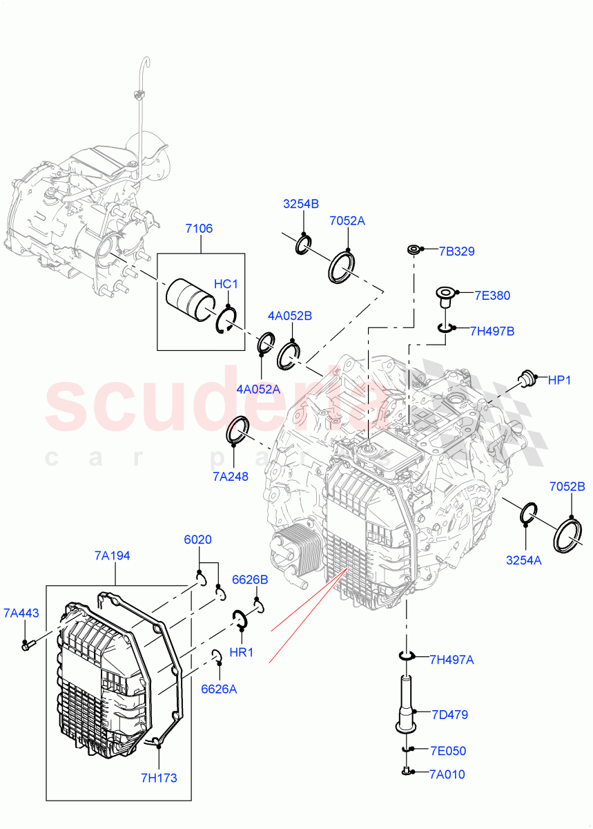 Transmission External Components (1.5L AJ20P3 Petrol High, 8 Speed Automatic Trans 8G30, Changsu (China), 1.5L AJ20P3 Petrol High PHEV) of Land Rover Land Rover Discovery Sport (2015+) [1.5 I3 Turbo Petrol AJ20P3]