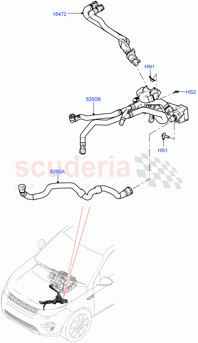Heater Hoses (1.5L AJ20P3 Petrol High PHEV, Halewood (UK)) ((V) FROMLH000001) of Land Rover Land Rover Discovery Sport (2015+) [1.5 I3 Turbo Petrol AJ20P3]
