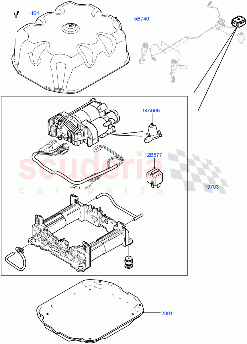 Air Suspension Compressor And Lines (Service Only, Compressor Assy) ((V) FROMAA000001, (V) TOCA393639) of Land Rover Land Rover Range Rover (2010-2012) [5.0 OHC SGDI NA V8 Petrol]