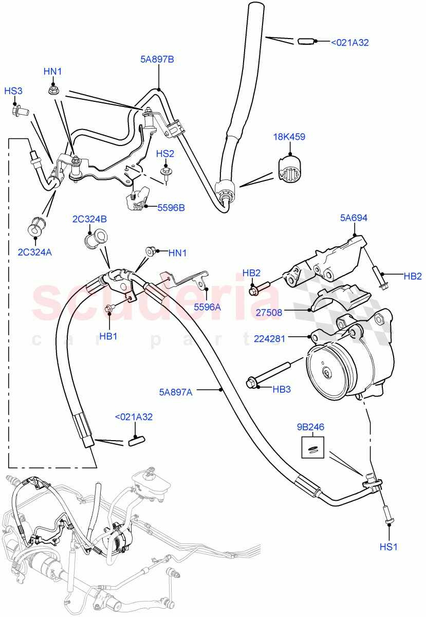 Active Anti-Roll Bar System (High Pressure Pipes, ARC Pump) (5.0L OHC SGDI SC V8 Petrol - AJ133, With ACE Suspension) ((V) TOHA999999) of Land Rover Land Rover Range Rover (2012-2021) [4.4 DOHC Diesel V8 DITC]