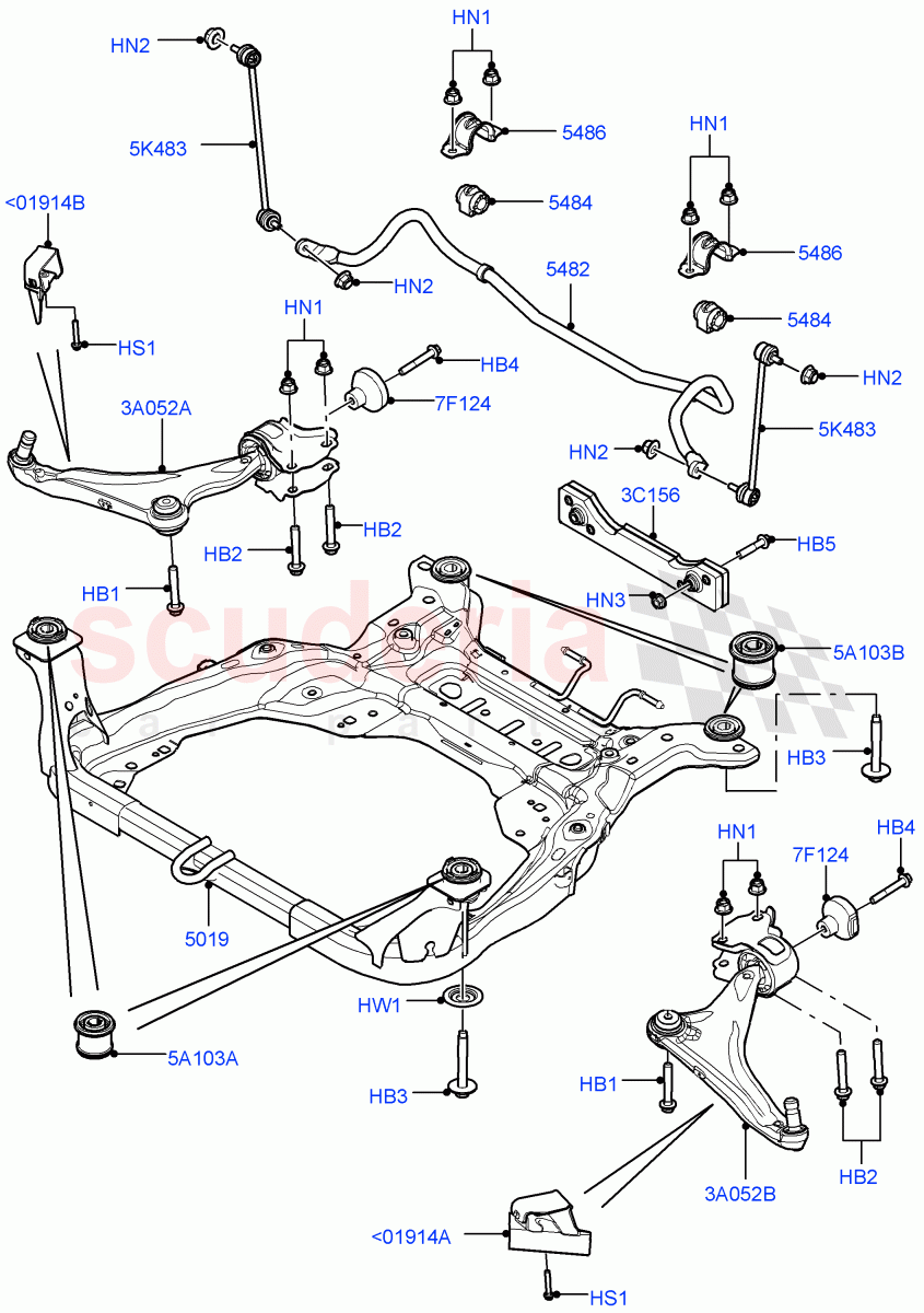 Front Susp.Arms/Stabilizer/X-Member (Itatiaia (Brazil)) ((V) FROMGT000001) of Land Rover Land Rover Range Rover Evoque (2012-2018) [2.0 Turbo Petrol AJ200P]