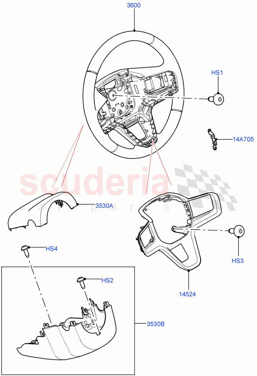 Steering Wheel (Changsu (China)) ((V) FROMMG575835) of Land Rover Land Rover Range Rover Evoque (2019+) [2.0 Turbo Diesel AJ21D4]