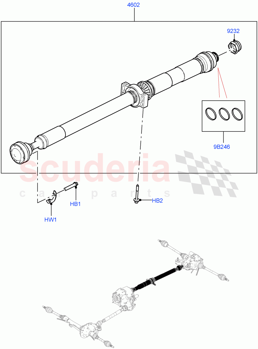 Drive Shaft - Rear Axle Drive (Propshaft) (3.0L AJ20P6 Petrol High, 3.0L AJ20D6 Diesel High, 4.4 V8 Turbo Petrol (NC10)) of Land Rover Land Rover Range Rover (2022+) [3.0 I6 Turbo Diesel AJ20D6]