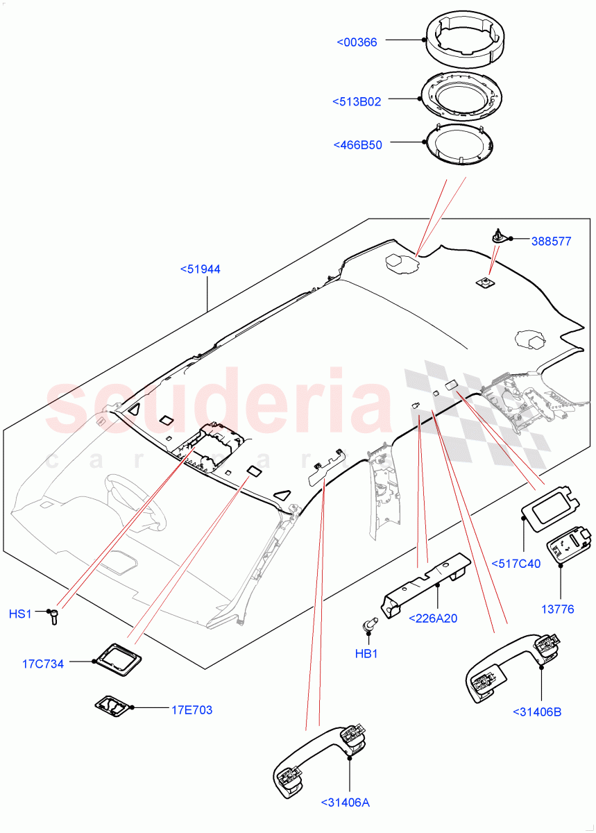 Headlining And Sun Visors (Less Panorama Roof, Itatiaia (Brazil)) ((V) FROMGT000001) of Land Rover Land Rover Discovery Sport (2015+) [2.0 Turbo Diesel AJ21D4]