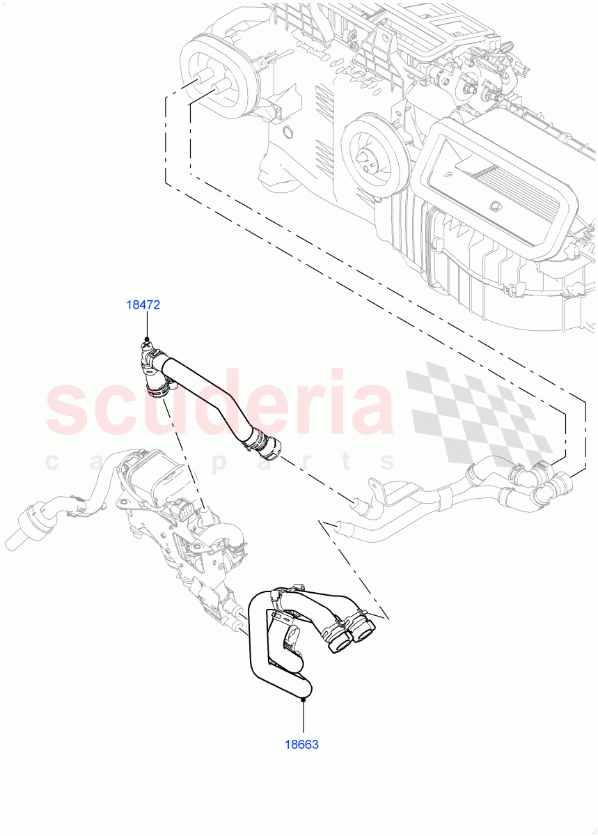 Heater Hoses (Front) (4.4L DOHC DITC V8 Diesel, Park Heating With Remote Control) ((V) FROMJA000001, (V) TOJA999999) of Land Rover Land Rover Range Rover (2012-2021) [3.0 DOHC GDI SC V6 Petrol]