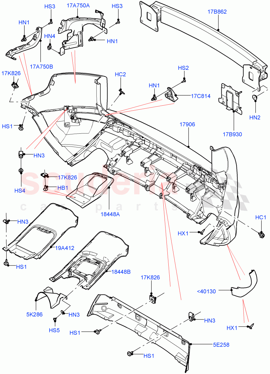 Rear Bumper (Changsu (China), Sport/Dynamic) ((V) FROMEG000001) of Land Rover Land Rover Range Rover Evoque (2012-2018) [2.0 Turbo Petrol GTDI]