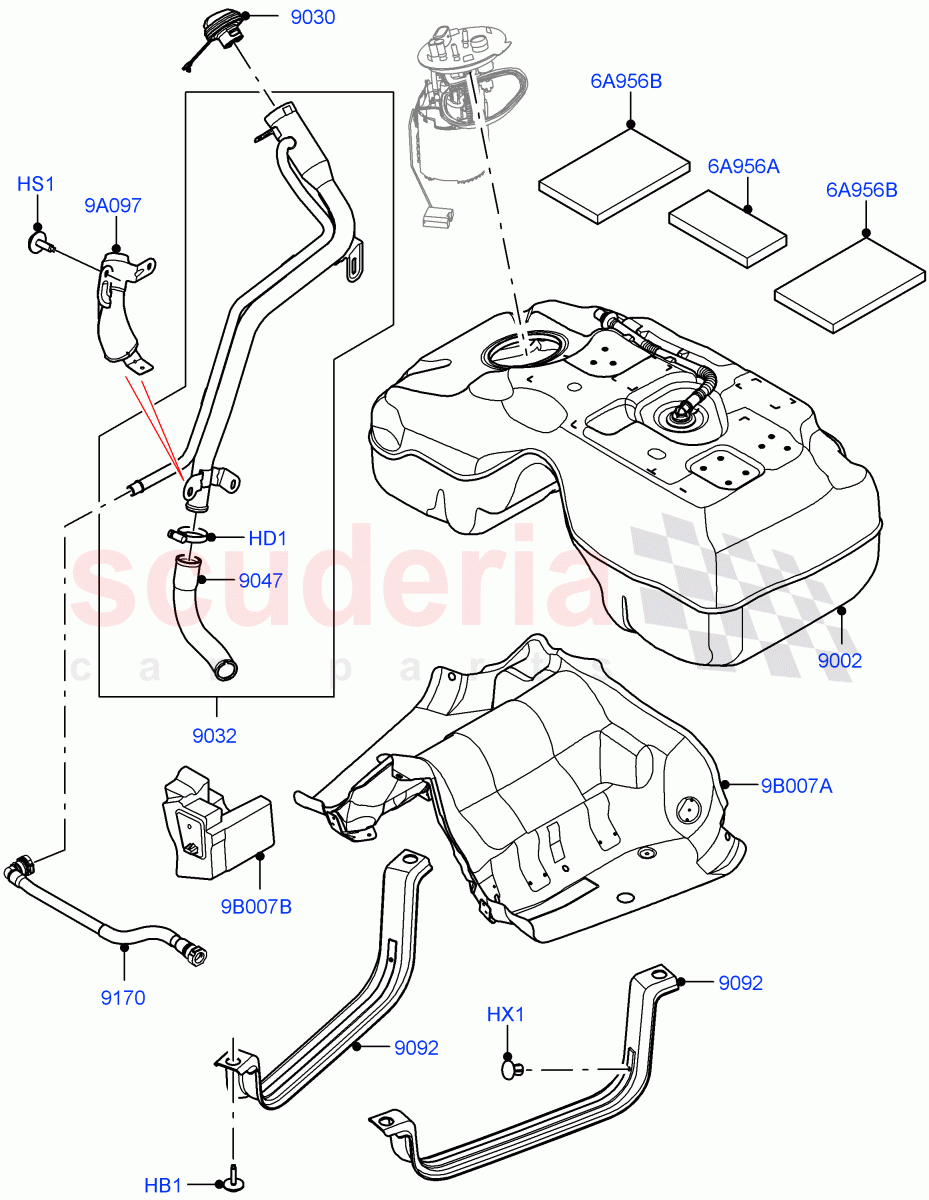 Fuel Tank & Related Parts (1.5L AJ20P3 Petrol High, Halewood (UK)) ((V) FROMMH000001) of Land Rover Land Rover Discovery Sport (2015+) [1.5 I3 Turbo Petrol AJ20P3]