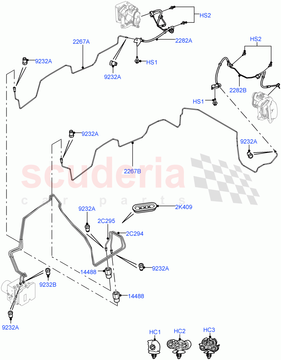 Rear Brake Pipes (RHD) of Land Rover Land Rover Range Rover Sport (2014+) [4.4 DOHC Diesel V8 DITC]