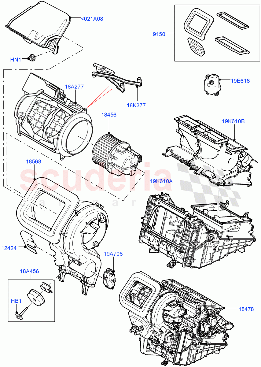 Heater/Air Cond.External Components (Main Unit) (Changsu (China)) of Land Rover Land Rover Range Rover Evoque (2019+) [1.5 I3 Turbo Petrol AJ20P3]