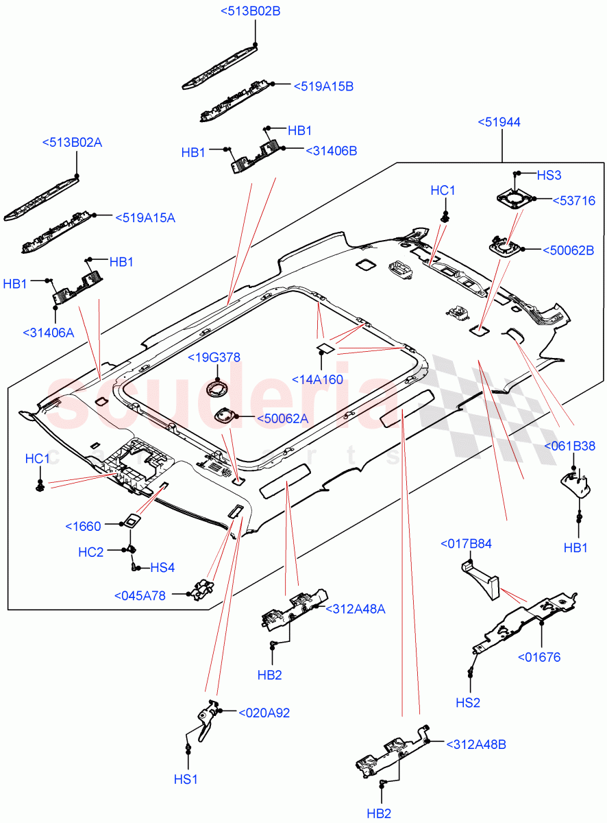 Headlining And Sun Visors (Long Wheelbase) of Land Rover Land Rover Range Rover (2022+) [3.0 I6 Turbo Petrol AJ20P6]