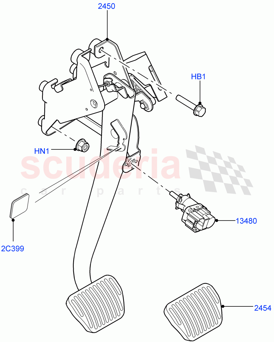 Brake And Clutch Controls (8 Speed Auto Trans ZF 8HP70 HEV 4WD) ((V) FROMFA000001) of Land Rover Land Rover Range Rover Sport (2014+) [3.0 Diesel 24V DOHC TC]
