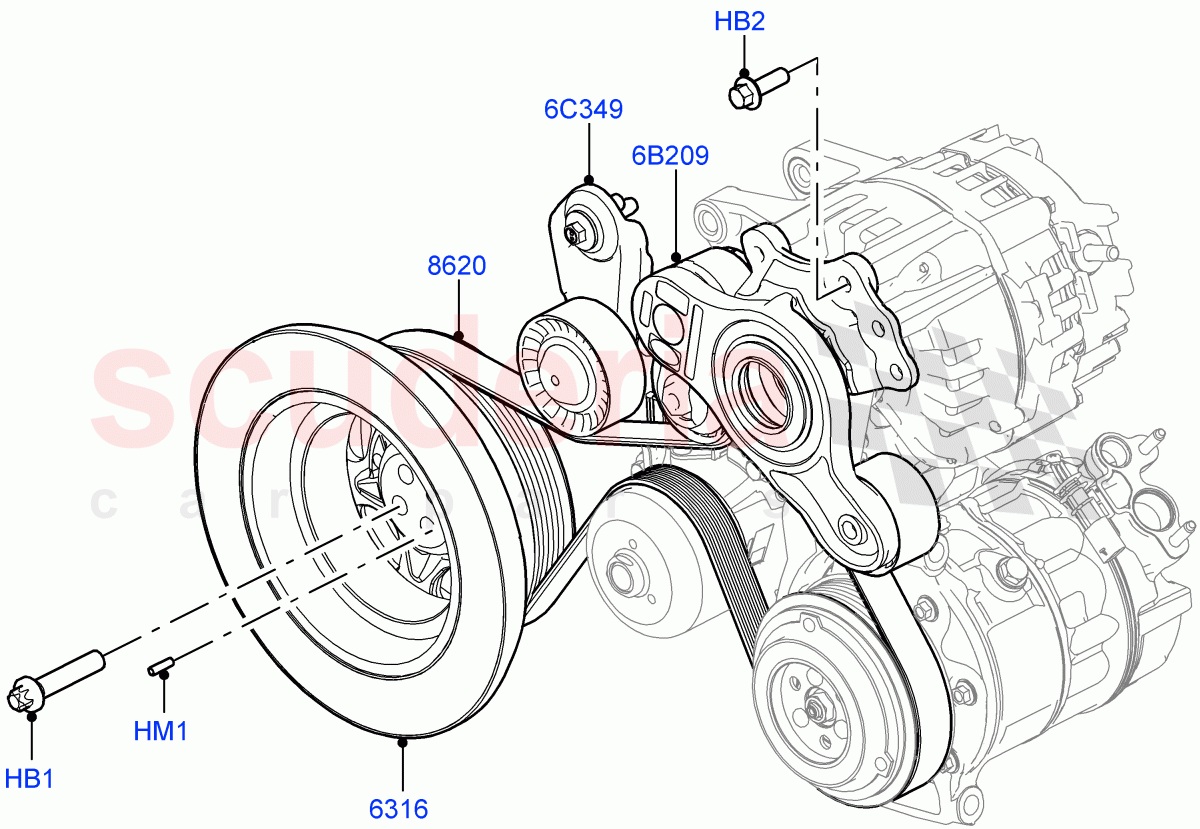 Pulleys And Drive Belts (3.0L AJ20D6 Diesel High) ((V) FROMMA000001) of Land Rover Land Rover Range Rover Velar (2017+) [3.0 I6 Turbo Diesel AJ20D6]
