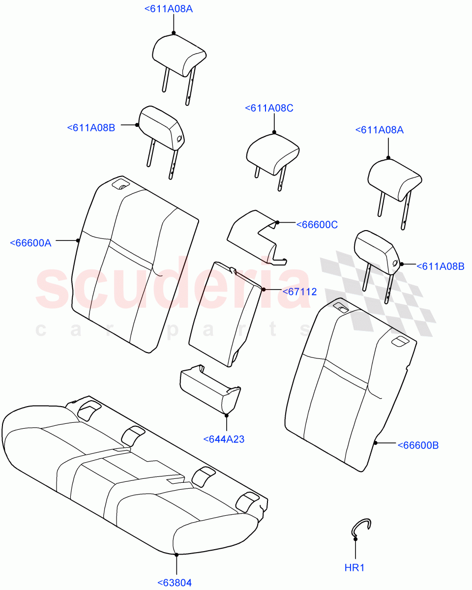 Rear Seat Covers (Sustainable Textile, Halewood (UK)) of Land Rover Land Rover Range Rover Evoque (2019+) [2.0 Turbo Diesel]
