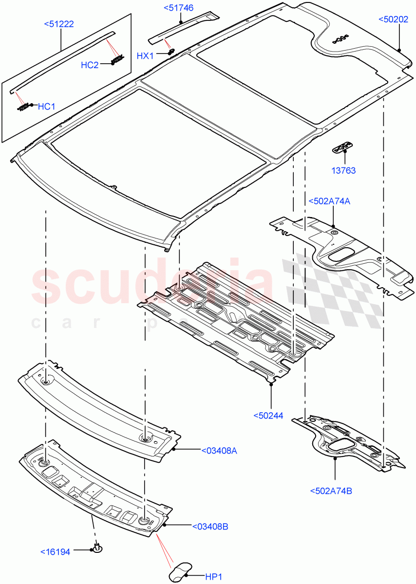 Roof - Sheet Metal (Nitra Plant Build) (Roof Conv-Power Open Front/Rear Pan, Roof Conv-Front And Rear Panoramic) ((V) FROMK2000001) of Land Rover Land Rover Discovery 5 (2017+) [3.0 Diesel 24V DOHC TC]