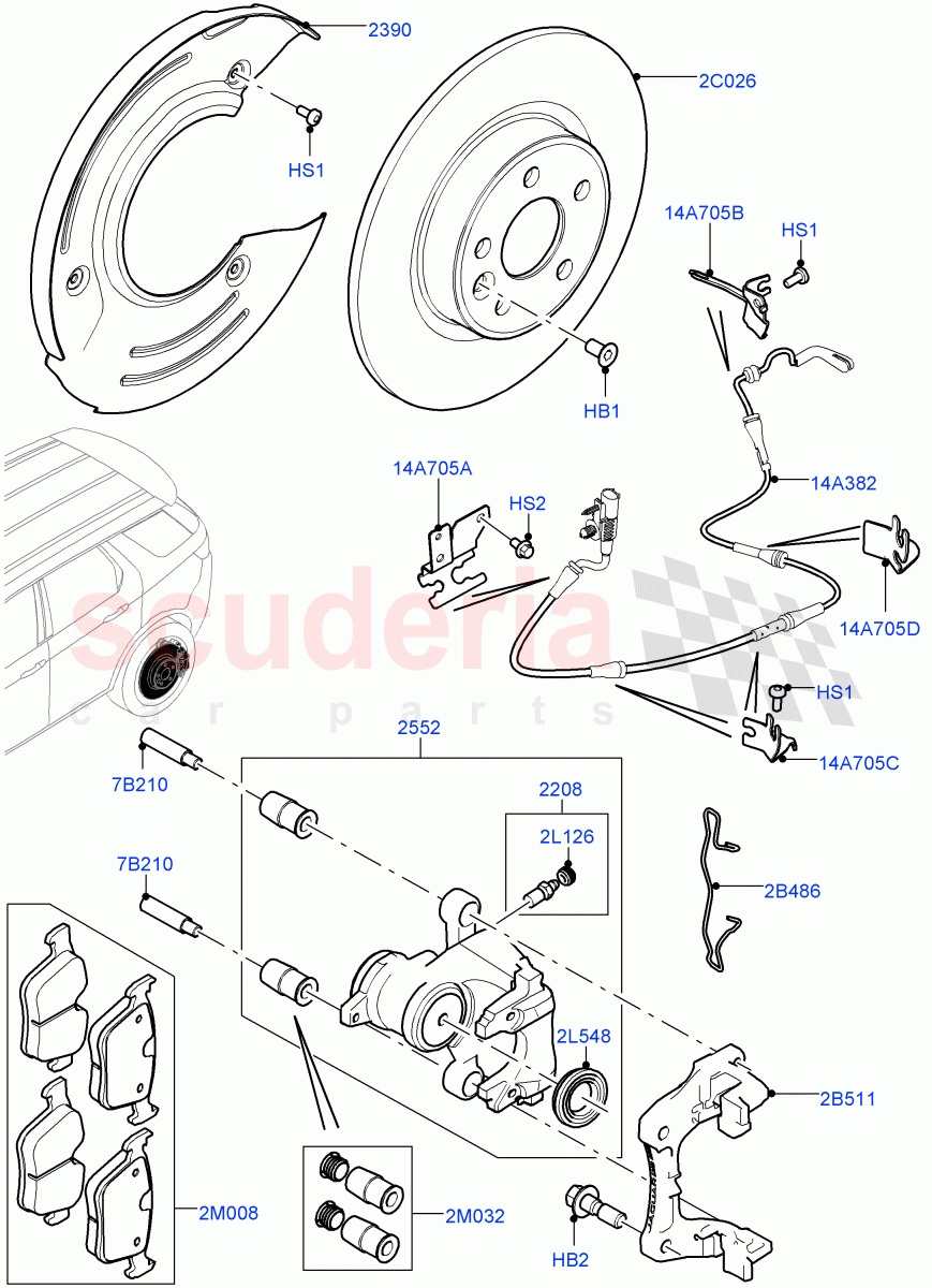 Rear Brake Discs And Calipers (Changsu (China)) ((V) FROMFG000001) of Land Rover Land Rover Discovery Sport (2015+) [2.0 Turbo Petrol AJ200P]