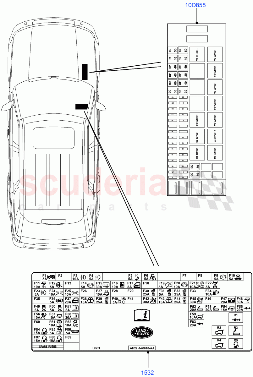 Labels (Fuse Box) ((V) TO9A999999) of Land Rover Land Rover Range Rover Sport (2005-2009) [4.4 AJ Petrol V8]