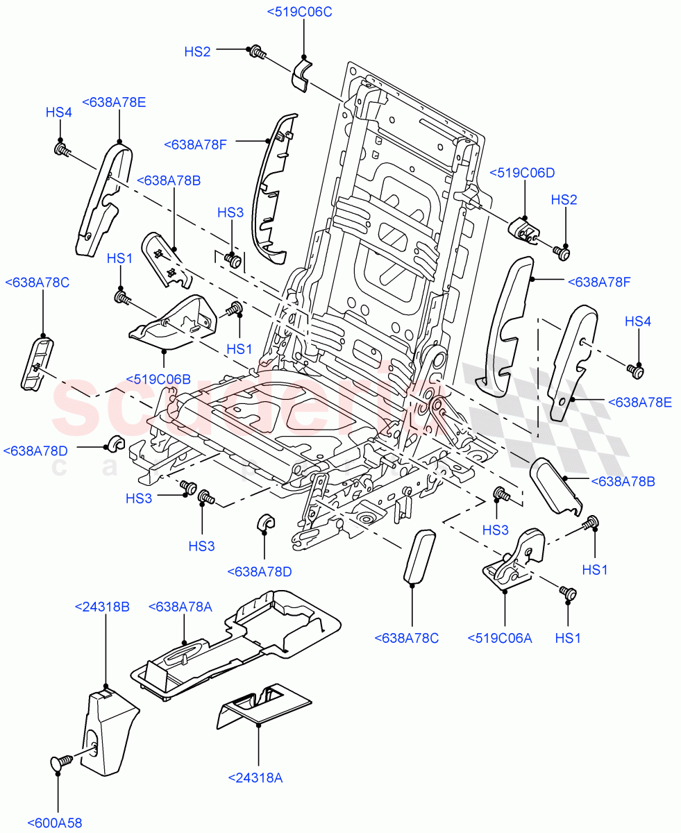 Rear Seat Frame (Row 3, Finishers) (With 7 Seat Configuration) ((V) FROMAA000001) of Land Rover Land Rover Discovery 4 (2010-2016) [2.7 Diesel V6]