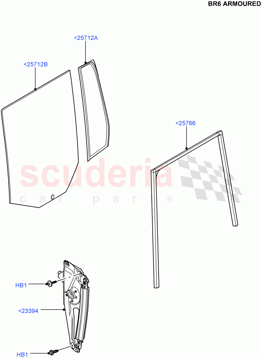 Rear Door Glass And Window Controls (With B6 Level Armouring) ((V) FROMAA000001) of Land Rover Land Rover Range Rover (2010-2012) [5.0 OHC SGDI NA V8 Petrol]
