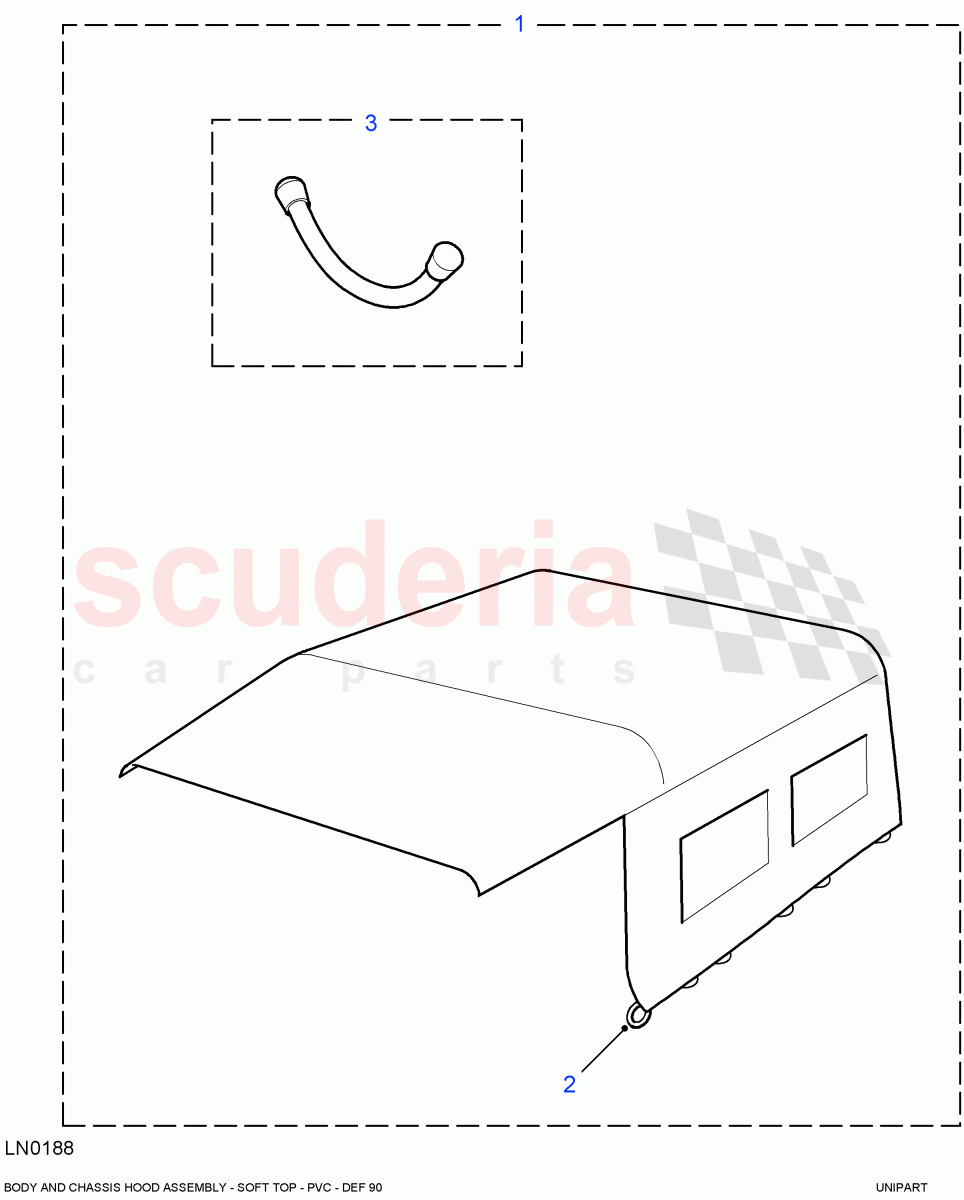 Hood Assembly - PVC (Soft Top, 110" Wheelbase) ((V) FROM7A000001) of Land Rover Land Rover Defender (2007-2016)