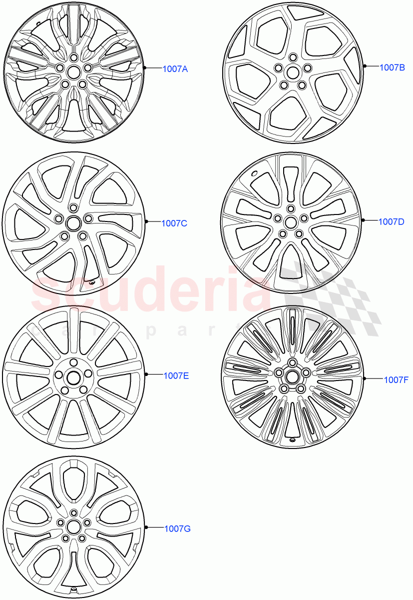 Wheels (Version - Core, Non SVR) ((V) FROMJA000001) of Land Rover Land Rover Range Rover Sport (2014+) [2.0 Turbo Petrol AJ200P]