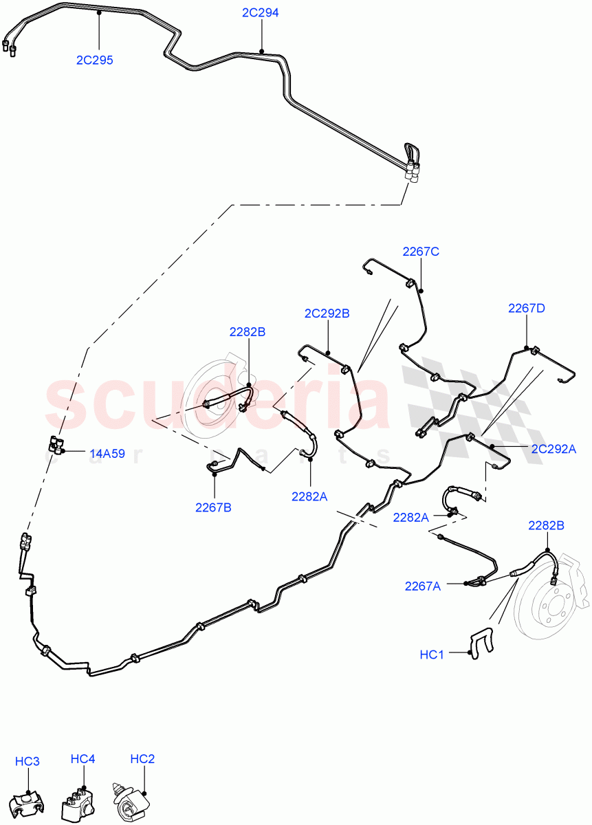 Rear Brake Pipes (RHD) ((V) FROMAA000001) of Land Rover Land Rover Range Rover Sport (2010-2013) [3.6 V8 32V DOHC EFI Diesel]