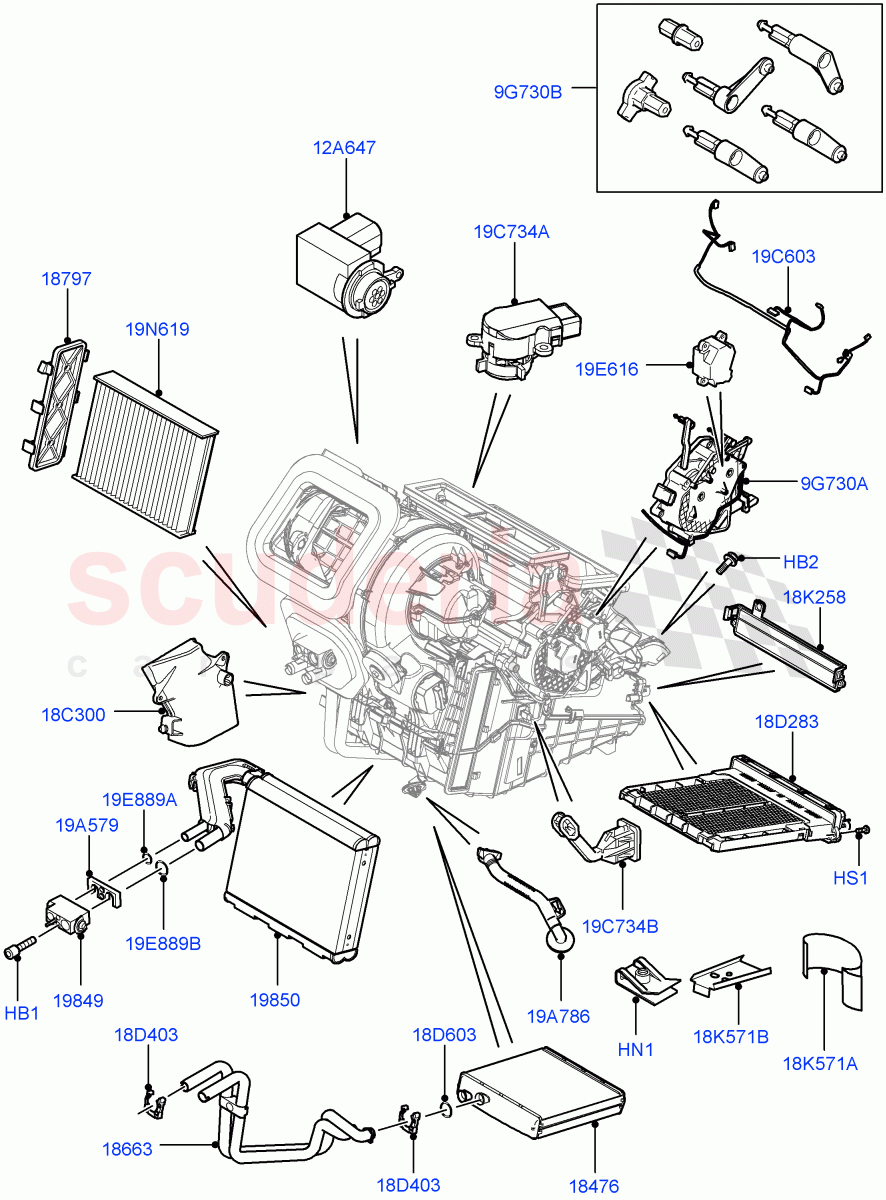 Heater/Air Cond.Internal Components (Main Unit) (Changsu (China)) ((V) FROMFG000001, (V) TOKG446856) of Land Rover Land Rover Discovery Sport (2015+) [1.5 I3 Turbo Petrol AJ20P3]