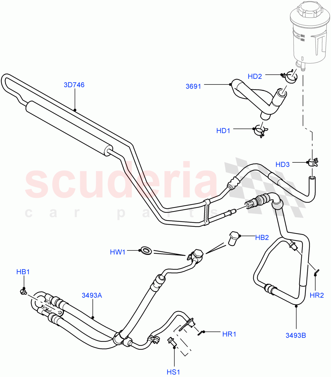 Supply & Return Hoses - Power Strg (5.0L OHC SGDI SC V8 Petrol - AJ133, 5.0L OHC SGDI NA V8 Petrol - AJ133) ((V) FROMAA000001) of Land Rover Land Rover Range Rover Sport (2010-2013) [5.0 OHC SGDI SC V8 Petrol]