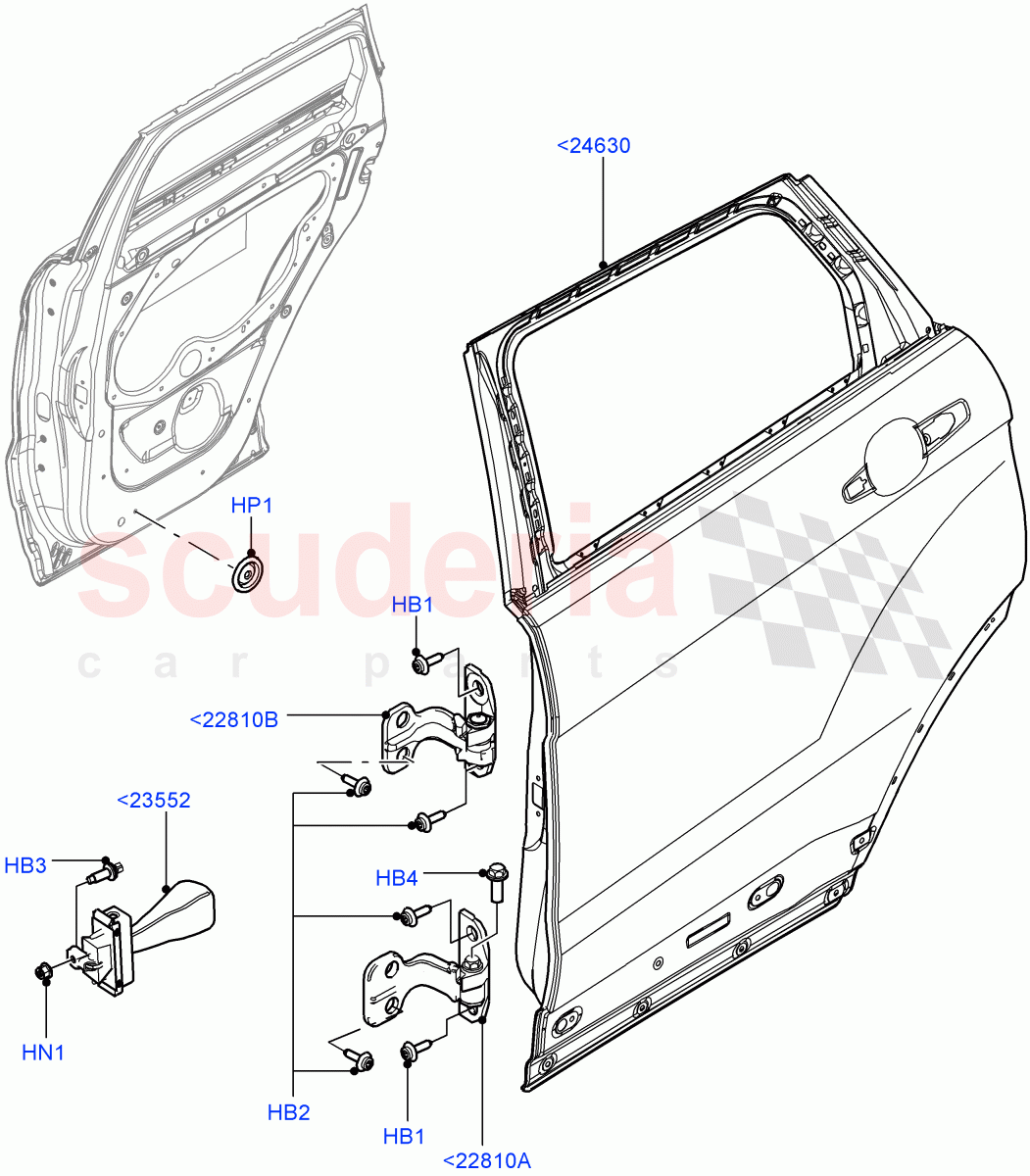 Rear Doors, Hinges & Weatherstrips (Door And Fixings) (Changsu (China)) ((V) FROMEG000001) of Land Rover Land Rover Range Rover Evoque (2012-2018) [2.0 Turbo Diesel]